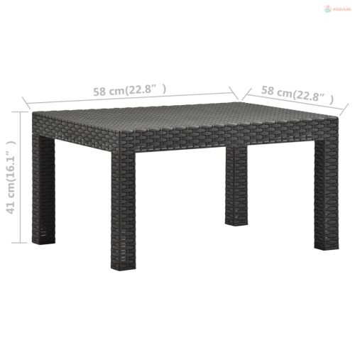 Antracitszürke PP rattan kerti asztal 58 x 58 x 41 cm