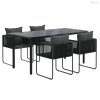 5 részes fekete kerti étkezőgarnitúra