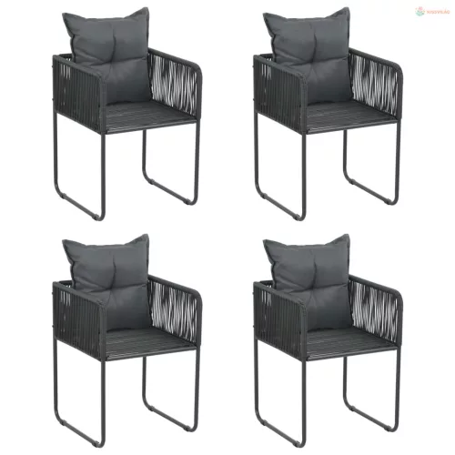 5 részes fekete kerti étkezőgarnitúra