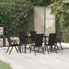 7 részes fekete polyrattan kerti étkezőgarnitúra