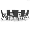7 részes fekete polyrattan kerti étkezőgarnitúra