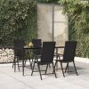 5 részes fekete polyrattan kerti étkezőgarnitúra