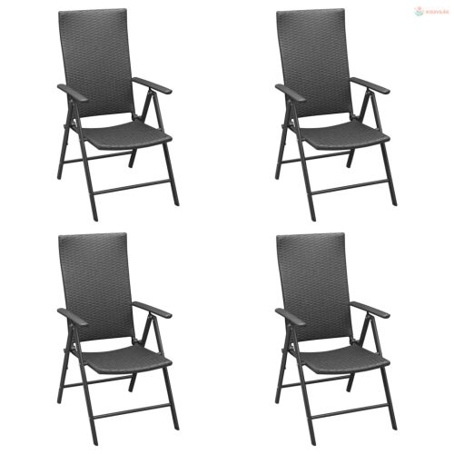 5 részes fekete polyrattan kerti étkezőgarnitúra