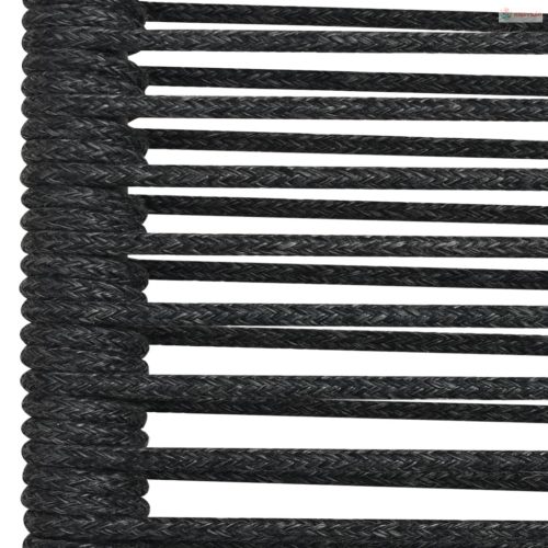 7 részes fekete pamut kötél és acél kerti étkezőgarnitúra