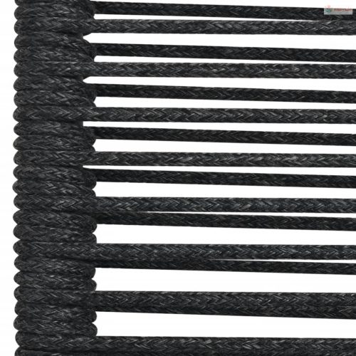 7 részes fekete pamut kötél és acél kerti étkezőgarnitúra