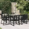 7 részes fekete PVC rattan kerti étkezőgarnitúra