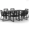 7 részes fekete PVC rattan kerti étkezőgarnitúra