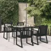 5 részes fekete PVC rattan kerti étkezőgarnitúra