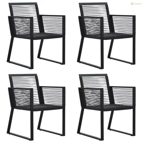 5 részes fekete PVC rattan kerti étkezőgarnitúra