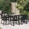 7 részes fekete PVC rattan kerti étkezőgarnitúra