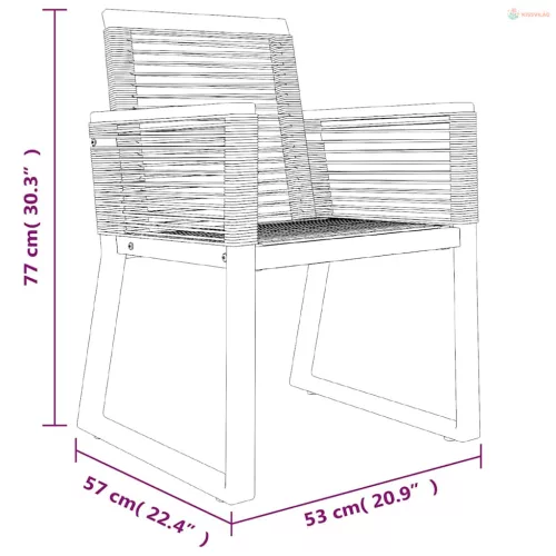 7 részes fekete PVC rattan kerti étkezőgarnitúra