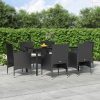 7 részes fekete kerti étkezőgarnitúra párnákkal