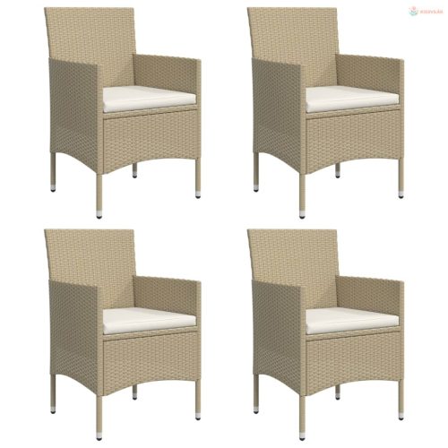 5 részes bézs és fekete kerti étkezőgarnitúra párnákkal