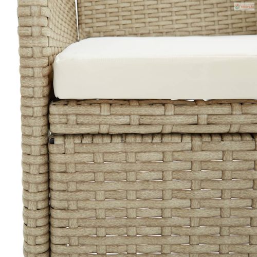 5 részes bézs és fekete kerti étkezőgarnitúra párnákkal