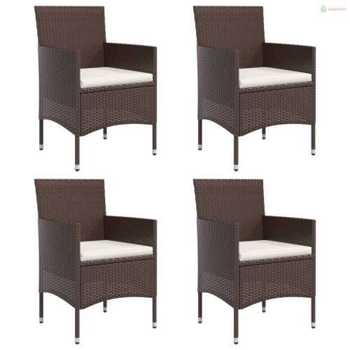 5 részes barna és fekete kerti étkezőgarnitúra párnákkal