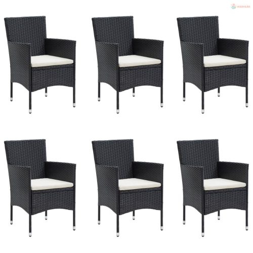 7 részes fekete kerti étkezőgarnitúra párnákkal