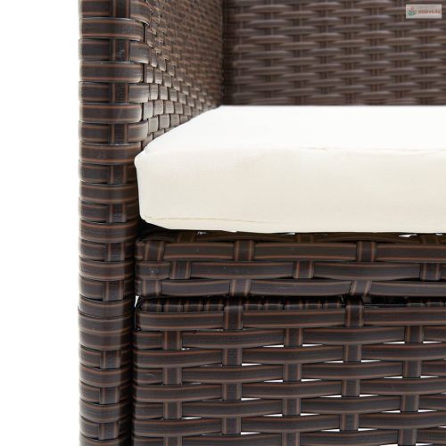 5 részes barna és fekete kerti étkezőgarnitúra párnákkal