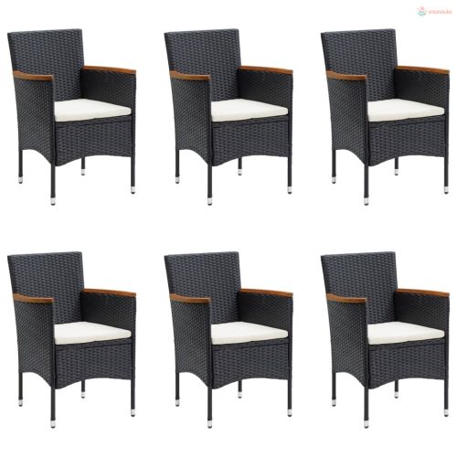 7 részes fekete kerti étkezőgarnitúra párnákkal