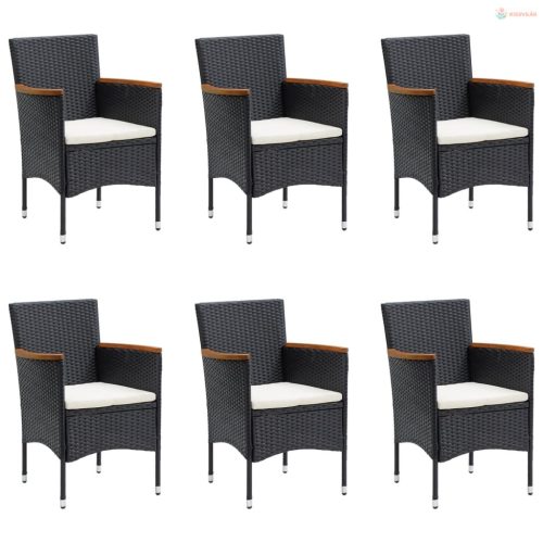 7 részes fekete kerti étkezőgarnitúra párnákkal