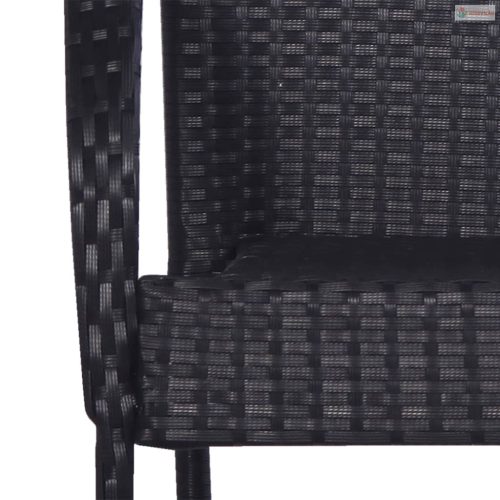 7 részes fekete polyrattan kerti étkezőgarnitúra