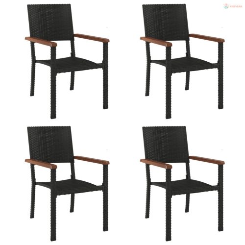 5 részes fekete polyrattan kerti étkezőgarnitúra