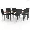 7 részes fekete polyrattan kerti étkezőgarnitúra