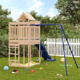 Tömör fenyőfa kültéri játszószett