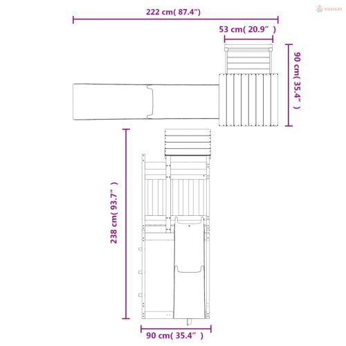 Impregnált fenyőfa kültéri játszószett