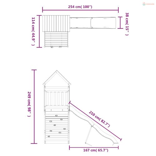 Tömör duglászfenyő kültéri játszószett