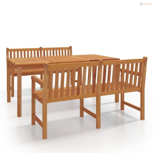3 részes tömör tíkfa kerti étkezőgarnitúra