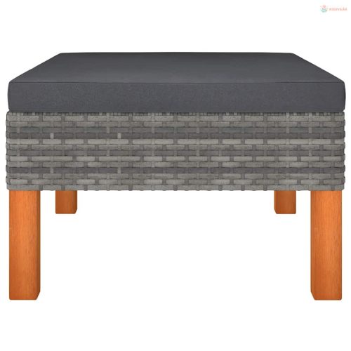 Polyrattan és tömör eukaliptuszfa lábzsámoly