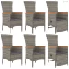 7 részes szürke polyrattan kerti étkezőgarnitúra párnával