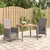 3 részes szürke polyrattan kerti étkezőgarnitúra párnával