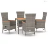 5 részes szürke polyrattan kerti étkezőgarnitúra párnával