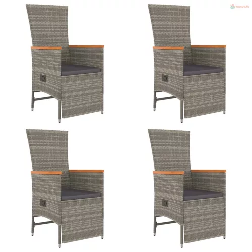 5 részes szürke polyrattan kerti étkezőgarnitúra párnával