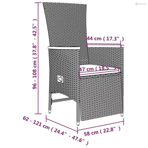 5 részes szürke polyrattan kerti étkezőgarnitúra párnával