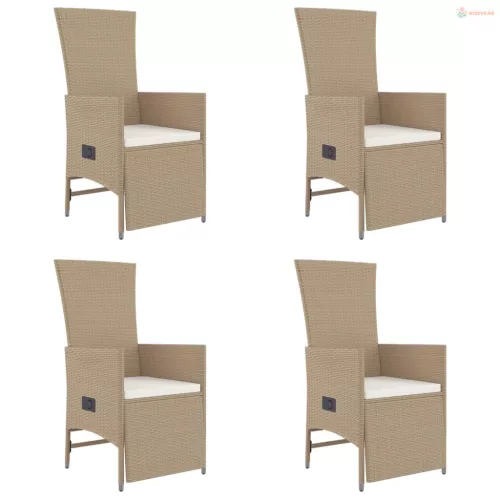 5 részes bézs polyrattan kerti étkezőgarnitúra párnákkal