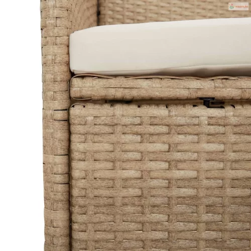 5 részes bézs polyrattan kerti étkezőgarnitúra párnákkal