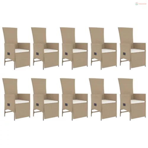 11 részes bézs polyrattan kerti étkezőgarnitúra párnákkal