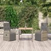 3 részes szürke polyrattan kerti étkezőgarnitúra párnával