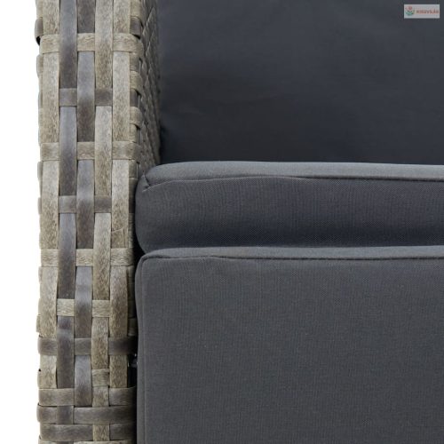 3 részes szürke polyrattan kerti étkezőgarnitúra párnával
