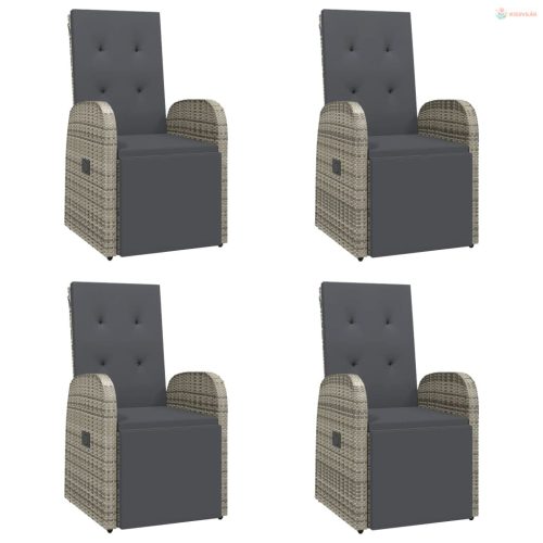 5 részes szürke polyrattan kerti étkezőgarnitúra párnával