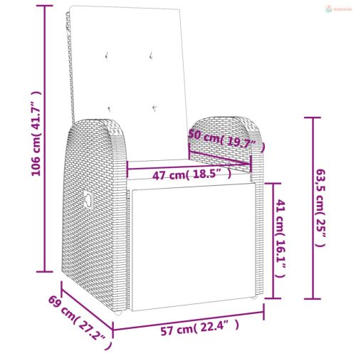 5 részes szürke polyrattan kerti étkezőgarnitúra párnával