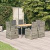 7 részes szürke polyrattan kerti étkezőgarnitúra párnával