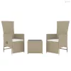 3 részes bézs polirattan és acél kerti társalgógarnitúra