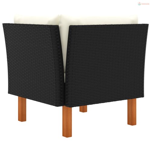 3 részes polyrattan és tömör eukaliptuszfa kerti ülőgarnitúra