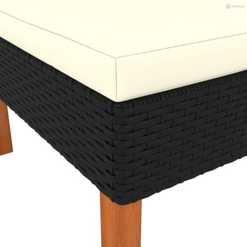 3 részes polyrattan és tömör eukaliptuszfa kerti ülőgarnitúra