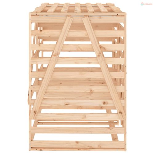 Dupla tömör fenyőfa görgős szemeteskuka-tároló