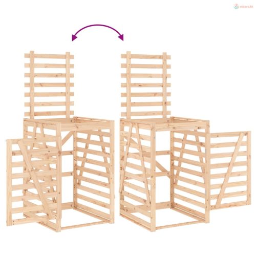 Tripla tömör fenyőfa görgős szemeteskuka-tároló