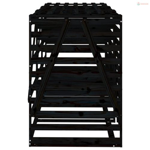 Tripla fekete tömör fenyőfa görgős szemeteskuka-tároló